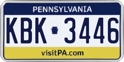 PA license plate KBK3446