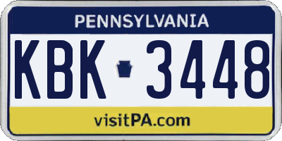 PA license plate KBK3448