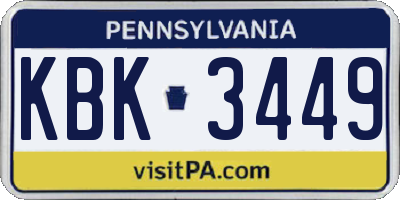 PA license plate KBK3449