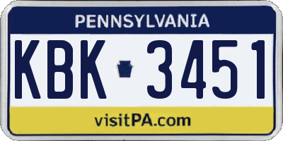PA license plate KBK3451