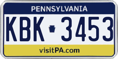 PA license plate KBK3453