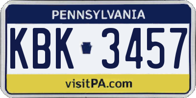 PA license plate KBK3457