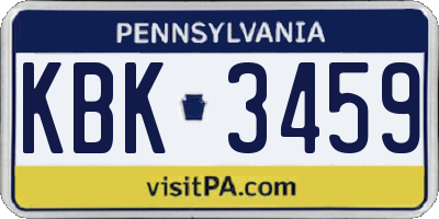 PA license plate KBK3459
