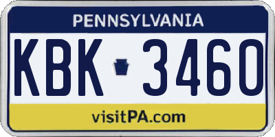 PA license plate KBK3460