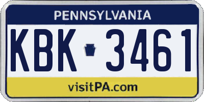 PA license plate KBK3461