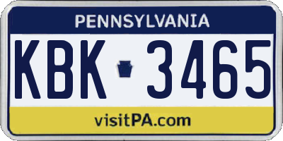 PA license plate KBK3465