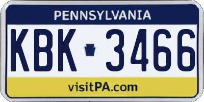 PA license plate KBK3466