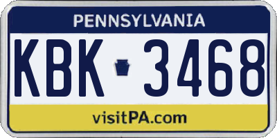 PA license plate KBK3468