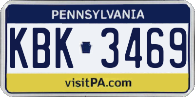 PA license plate KBK3469