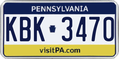 PA license plate KBK3470