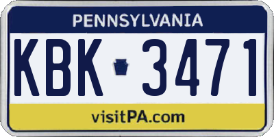 PA license plate KBK3471