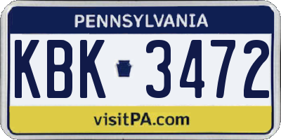PA license plate KBK3472