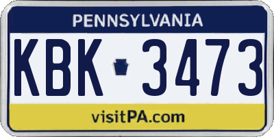PA license plate KBK3473