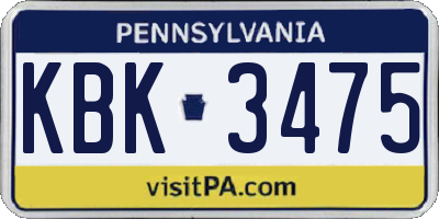 PA license plate KBK3475