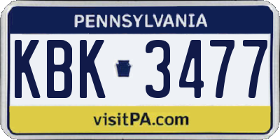 PA license plate KBK3477