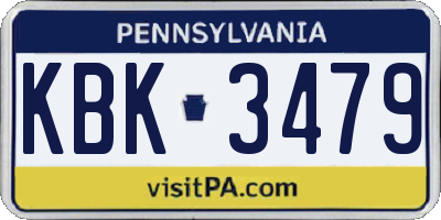 PA license plate KBK3479