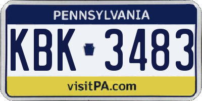 PA license plate KBK3483