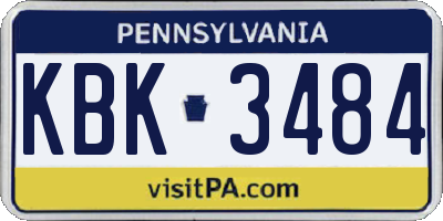 PA license plate KBK3484