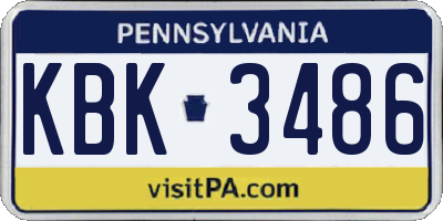 PA license plate KBK3486