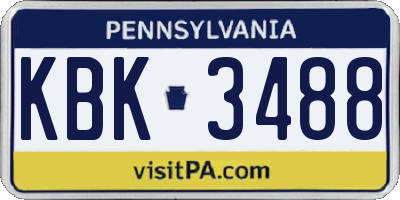 PA license plate KBK3488