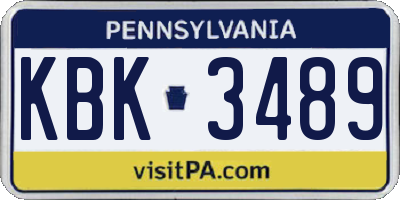PA license plate KBK3489