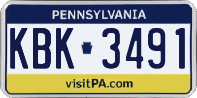 PA license plate KBK3491