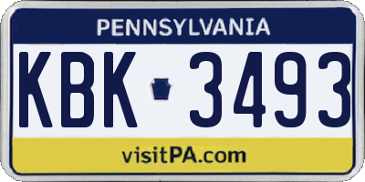 PA license plate KBK3493