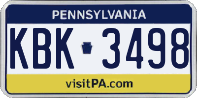 PA license plate KBK3498