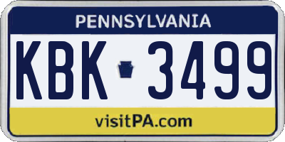 PA license plate KBK3499