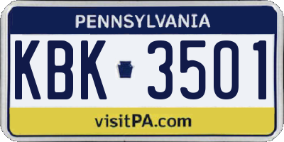 PA license plate KBK3501