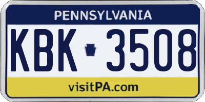 PA license plate KBK3508