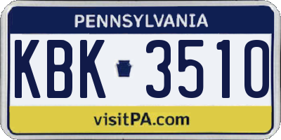 PA license plate KBK3510