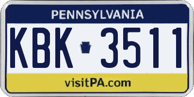 PA license plate KBK3511