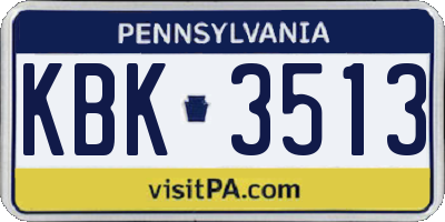 PA license plate KBK3513