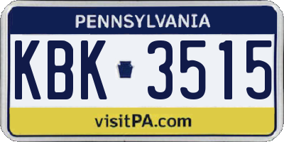 PA license plate KBK3515