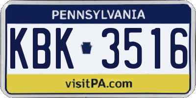 PA license plate KBK3516