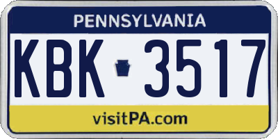 PA license plate KBK3517