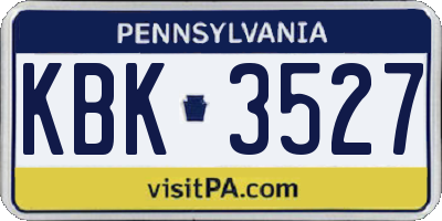 PA license plate KBK3527