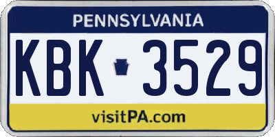 PA license plate KBK3529