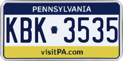 PA license plate KBK3535