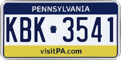 PA license plate KBK3541