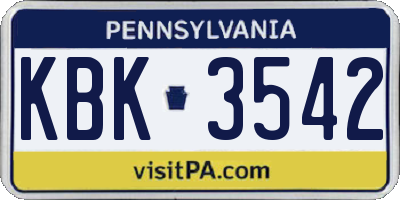 PA license plate KBK3542