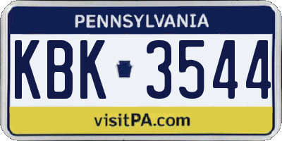 PA license plate KBK3544