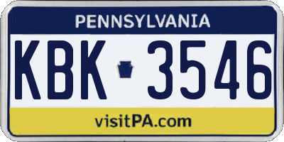 PA license plate KBK3546