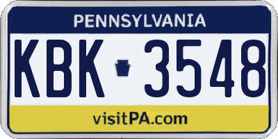 PA license plate KBK3548