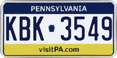 PA license plate KBK3549