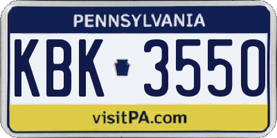 PA license plate KBK3550