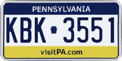 PA license plate KBK3551