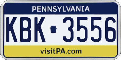 PA license plate KBK3556