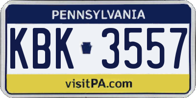 PA license plate KBK3557